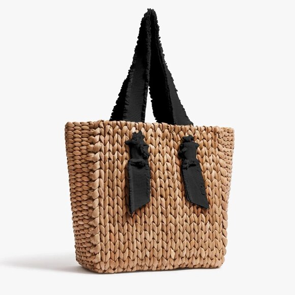 Pamela Munson Petite Isla Bahia Cornhusk Tote Bag with Black Straps - Picture 1 of 11